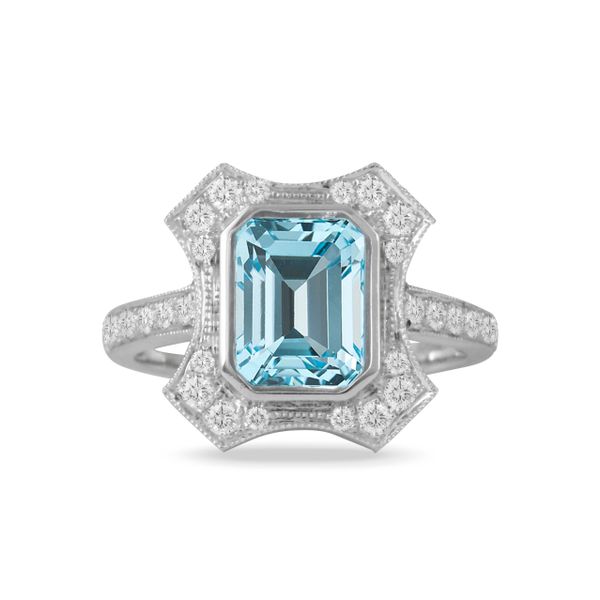 18K White Gold Blue Topaz Fashion Ring John Herold Jewelers Randolph, NJ