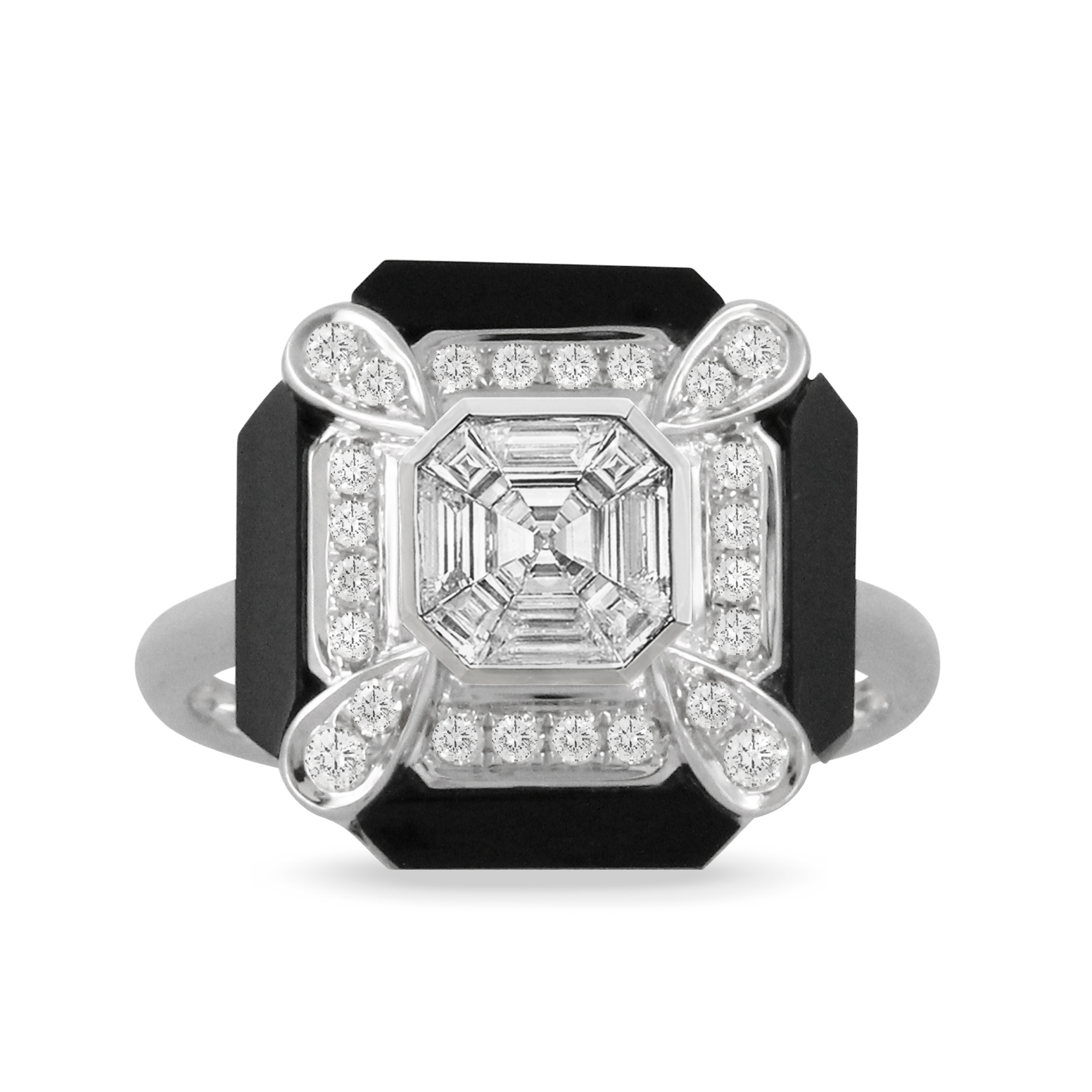 18K White Gold Onyx Fashion Ring Rasmussen Diamonds Mount Pleasant, WI