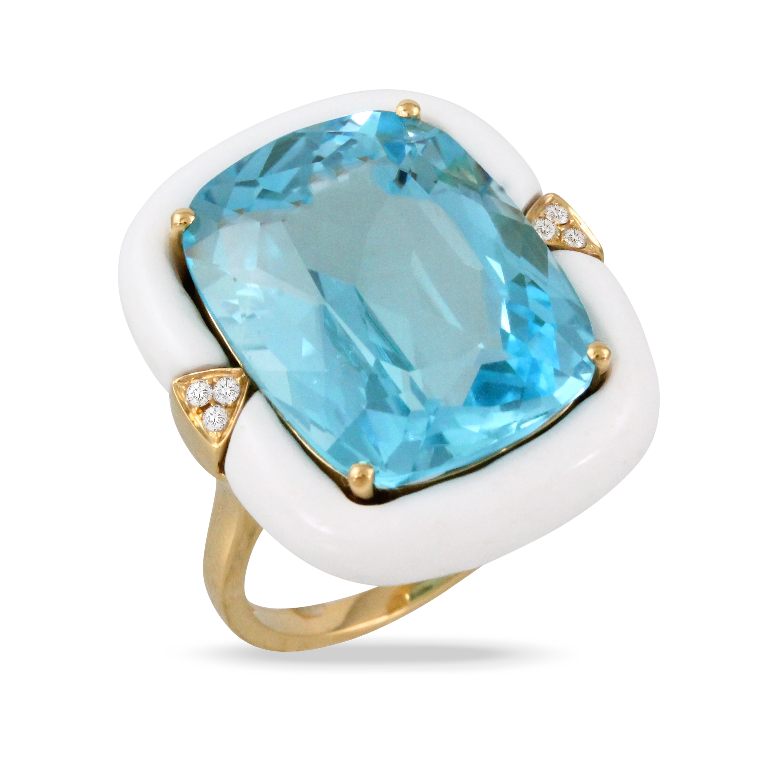 18K Yellow Gold Blue Topaz Fashion Ring John Herold Jewelers Randolph, NJ
