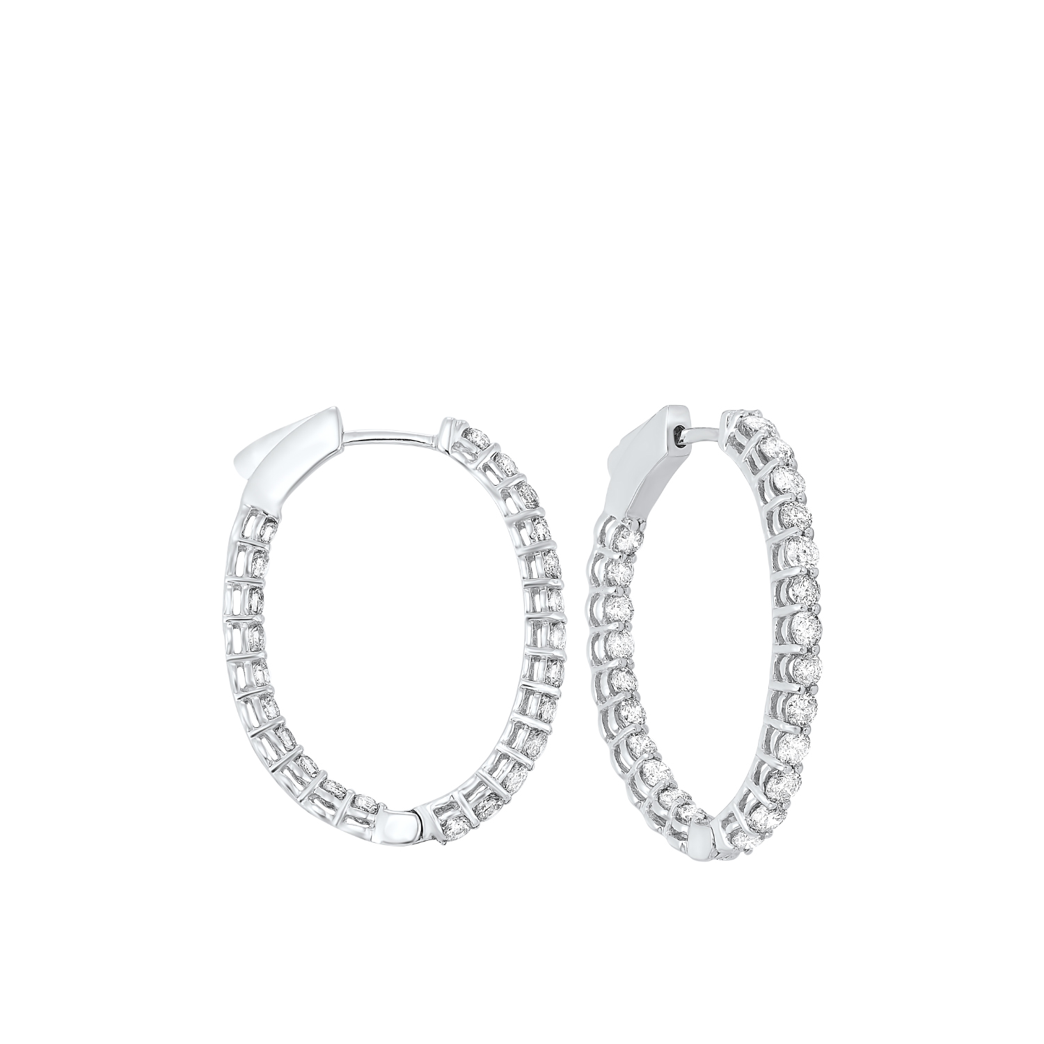14KT White Gold & Diamond Classic Book Hoop Fashion Earrings   - 2 ctw Ross's Fine Jewelers Kilmarnock, VA