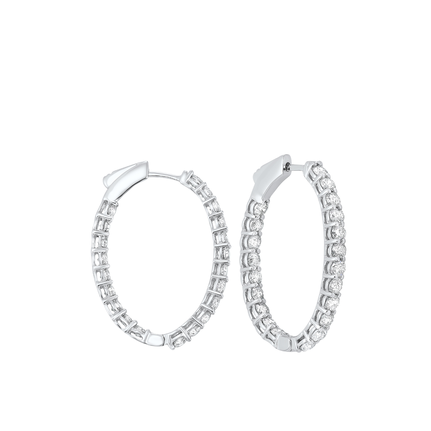 14KT White Gold & Diamond Classic Book Hoop Fashion Earrings   - 3-1/4 ctw Ross's Fine Jewelers Kilmarnock, VA