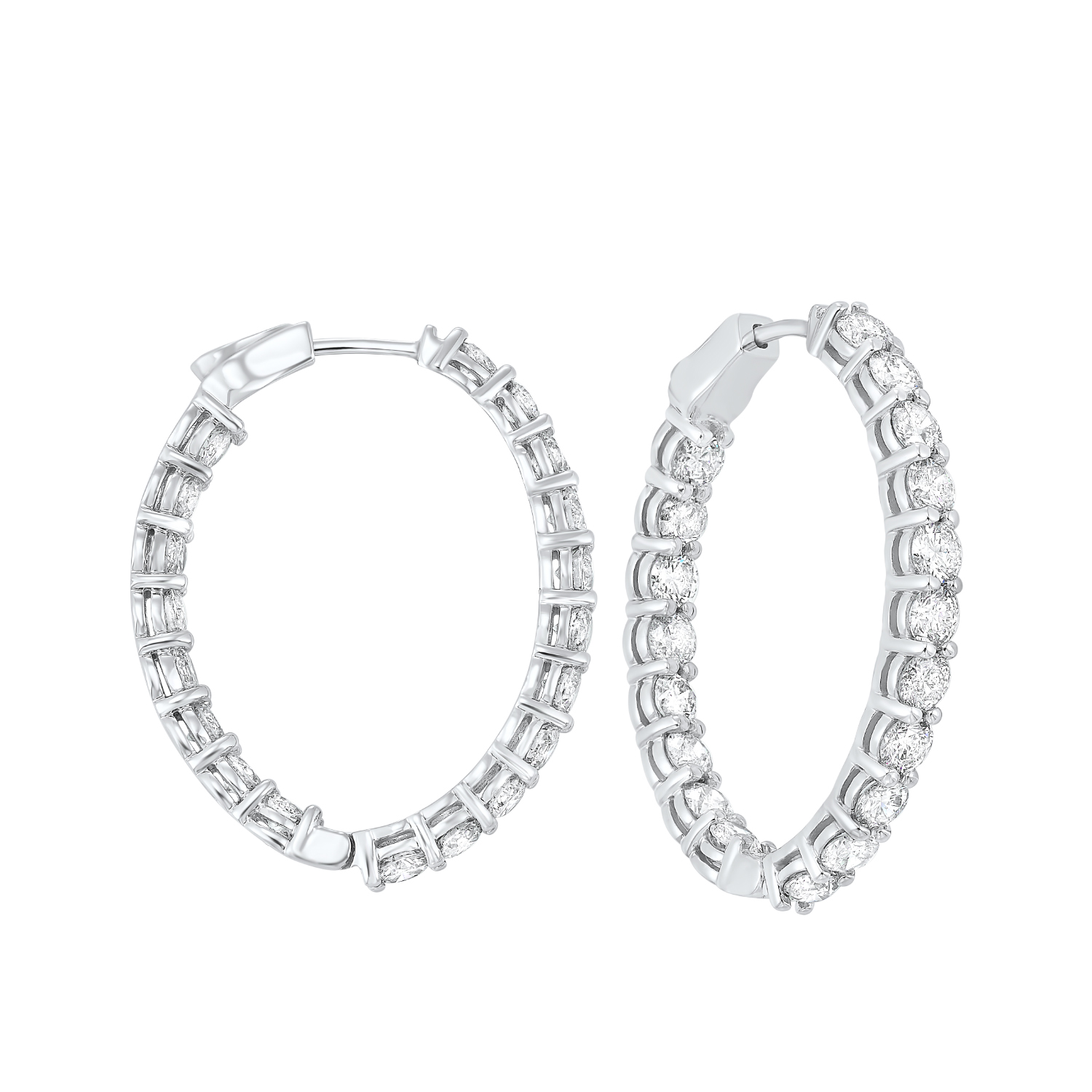 14KT White Gold & Diamond Classic Book Hoop Fashion Earrings   - 7 ctw Ross's Fine Jewelers Kilmarnock, VA