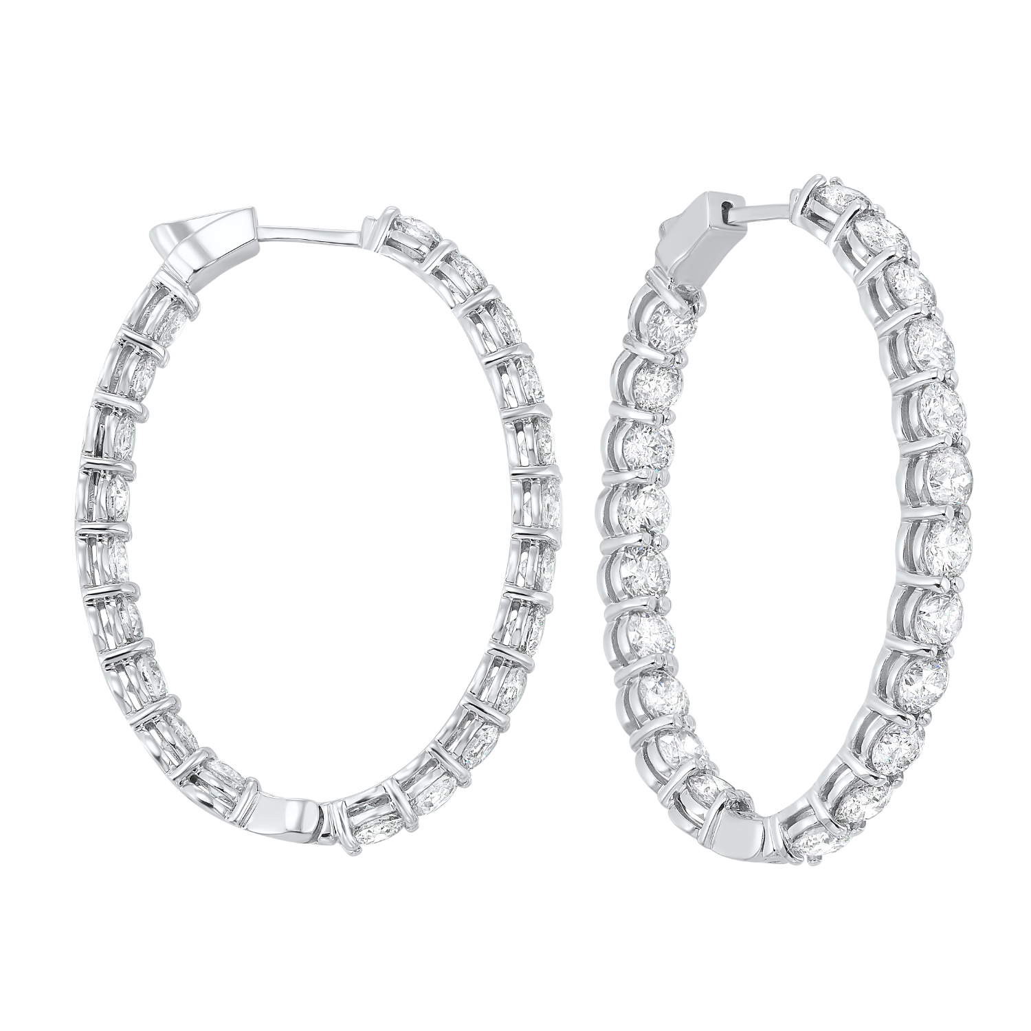 14KT White Gold & Diamond Classic Book Hoop Fashion Earrings   - 10 ctw Ross's Fine Jewelers Kilmarnock, VA