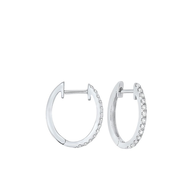 14KT White Gold & Diamond Classic Book Hoop Fashion Earrings  - 1/4 ctw Ross's Fine Jewelers Kilmarnock, VA