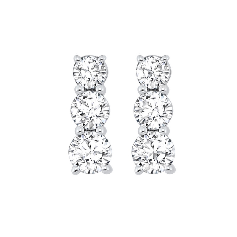 14KT White Gold & Diamond Classic Book 3 Stone Fashion Earrings   - 1/2 ctw Ross's Fine Jewelers Kilmarnock, VA