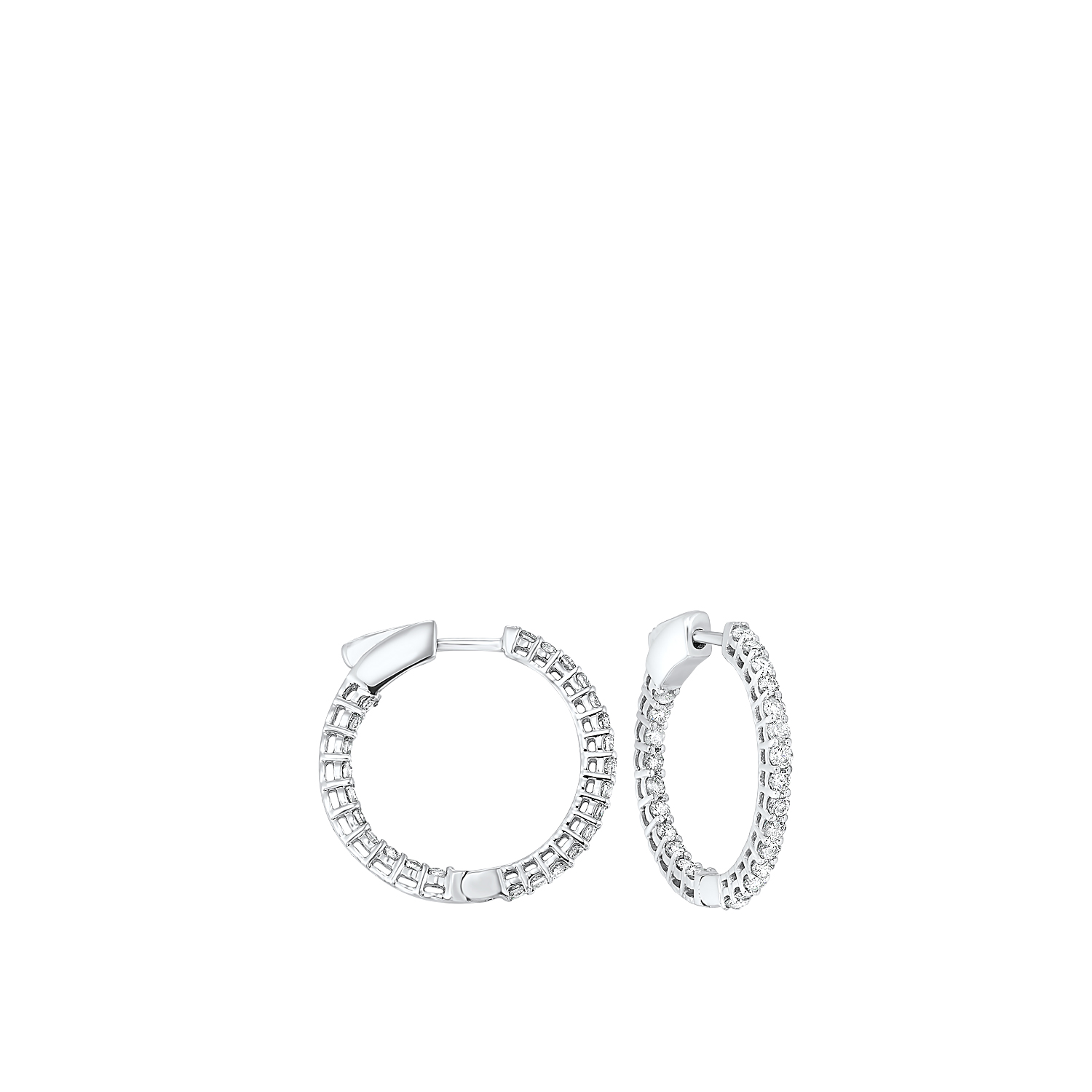 14KT White Gold & Diamond Classic Book Hoop Fashion Earrings   - 1 ctw Ross's Fine Jewelers Kilmarnock, VA