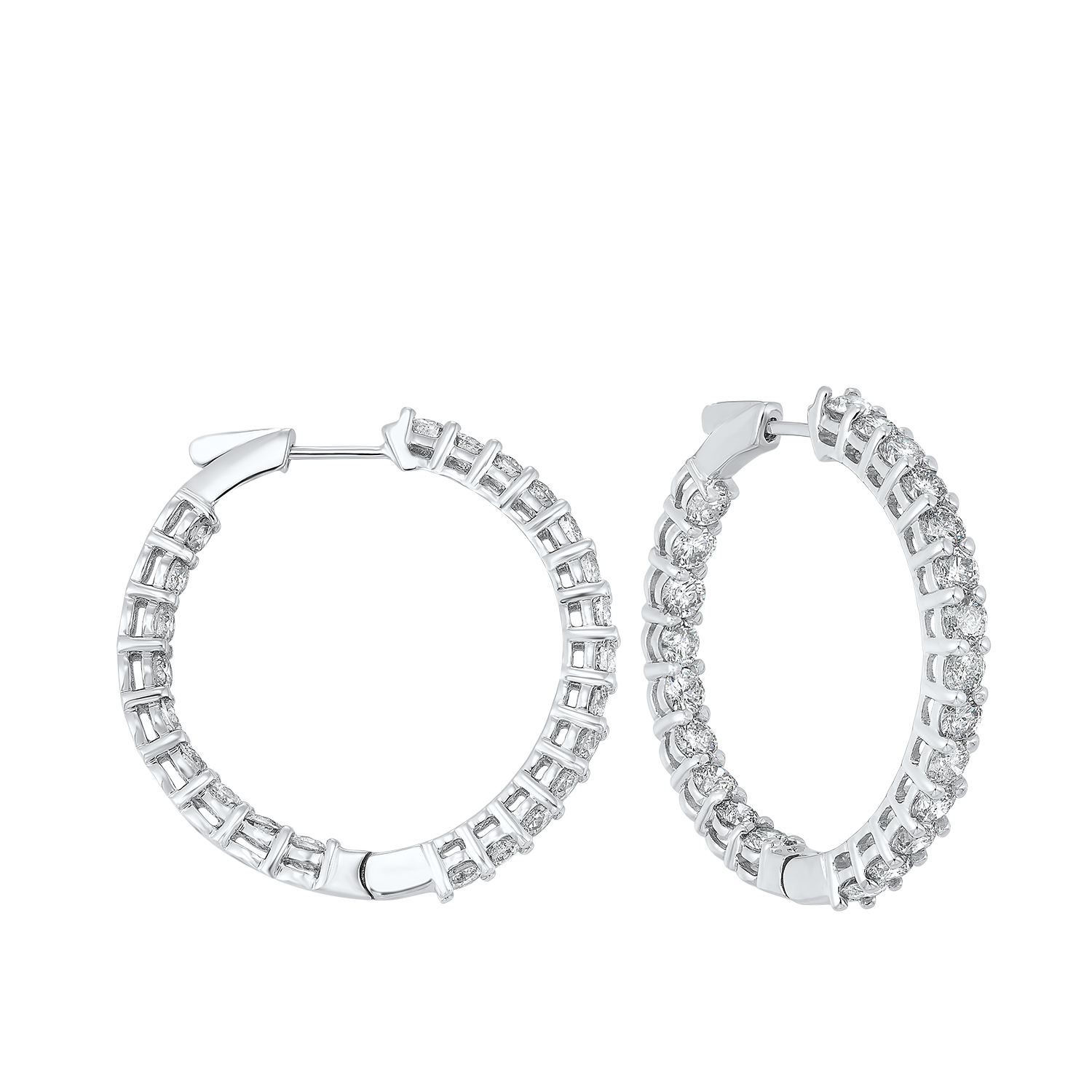 14KT White Gold & Diamond Classic Book Hoop Fashion Earrings   - 8-1/2 ctw Ross's Fine Jewelers Kilmarnock, VA