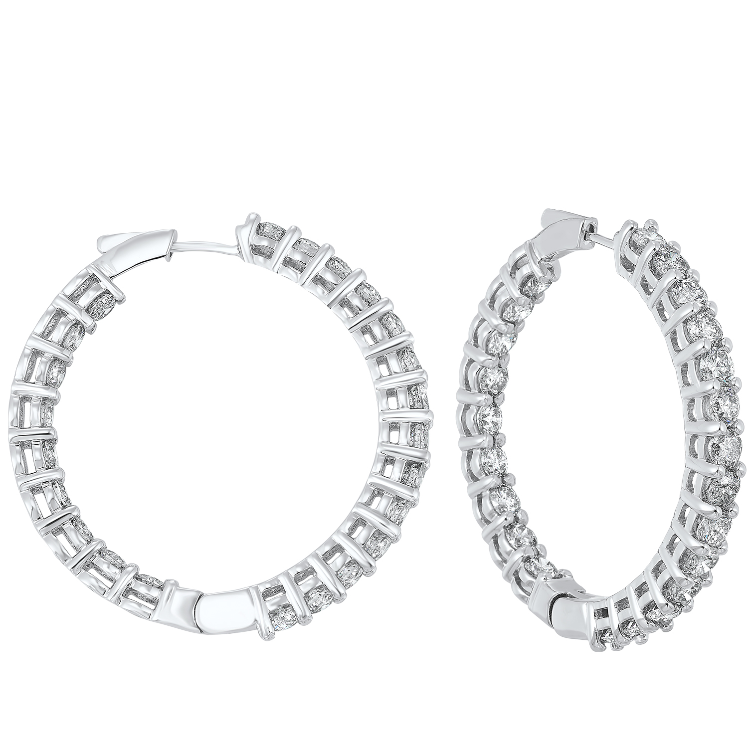 14KT White Gold & Diamond Classic Book Hoop Fashion Earrings   - 10 ctw Ross's Fine Jewelers Kilmarnock, VA