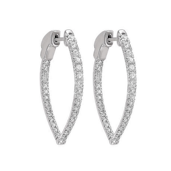 14KT White Gold & Diamond Classic Book Hoop Fashion Earrings  - 1/2 ctw Maharaja's Fine Jewelry & Gift Panama City, FL