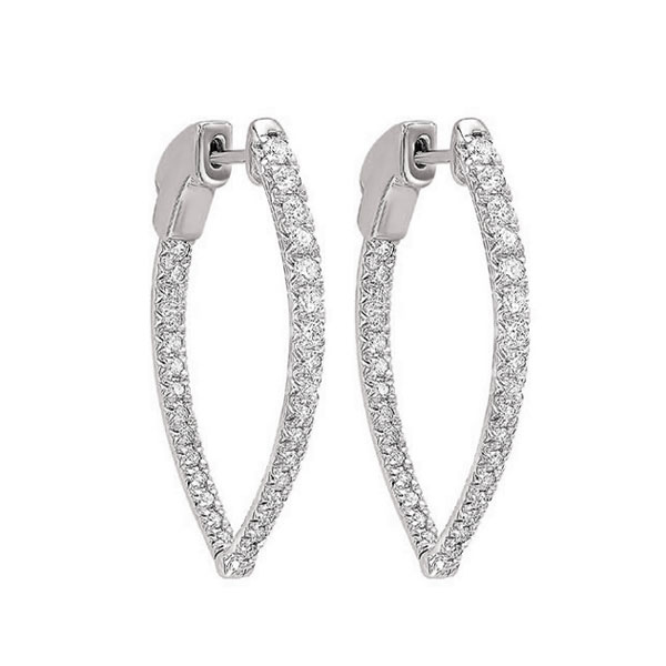 14KT White Gold & Diamond Classic Book Hoop Fashion Earrings  - 3/4 ctw Patterson's Diamond Center Mankato, MN
