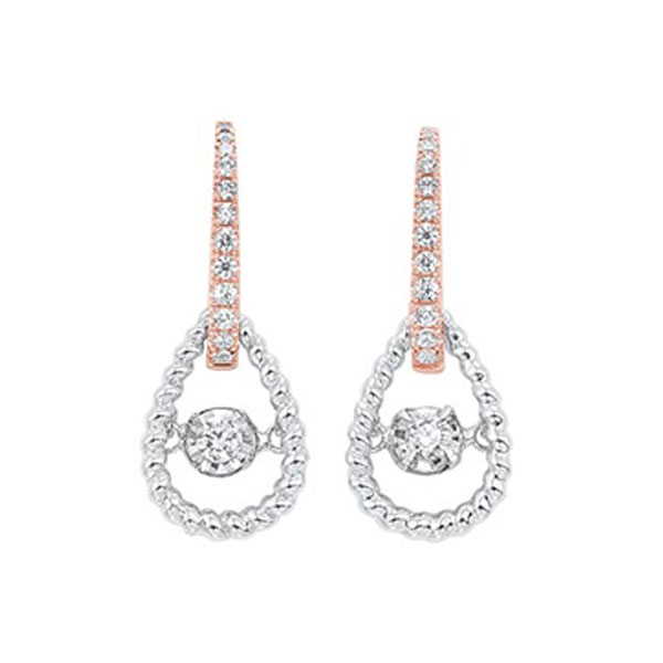 10KT White & Pink Gold & Diamond Classic Book New Rythem Of Love Fashion Earrings   - 1/4 ctw Maharaja's Fine Jewelry & Gift Panama City, FL