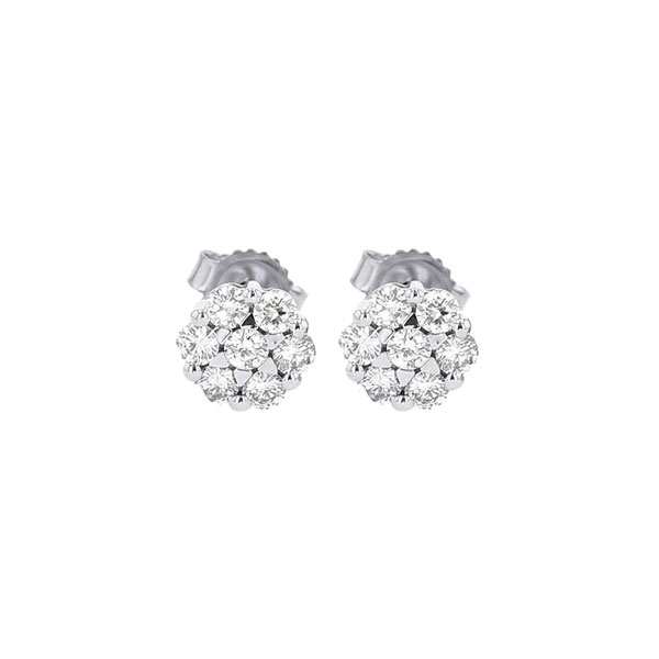 14KT White Gold & Diamond Classic Book Flower Collection Fashion Earrings  - 1/10 ctw Malak Jewelers Charlotte, NC