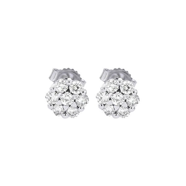 14KT White Gold & Diamond Classic Book Flower Collection Fashion Earrings  - 1/6 ctw Malak Jewelers Charlotte, NC