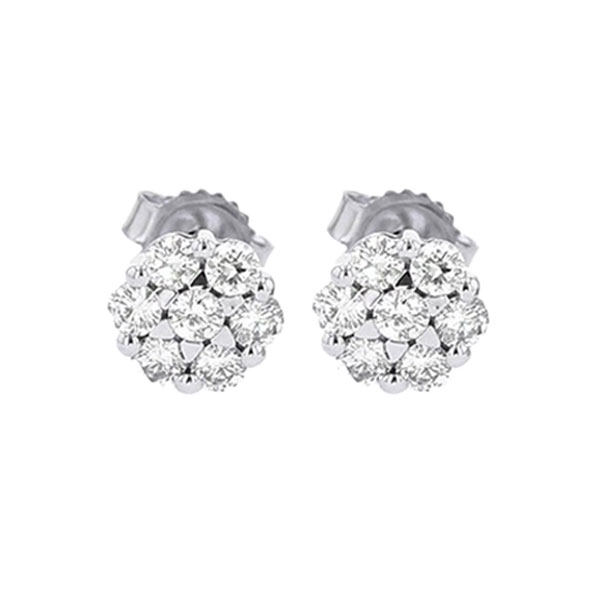 14KT White Gold & Diamond Classic Book Flower Collection Fashion Earrings  - 1/2 ctw Maharaja's Fine Jewelry & Gift Panama City, FL