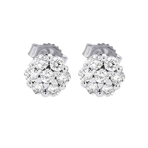 14KT White Gold & Diamond Classic Book Flower Collection Fashion Earrings  - 3/4 ctw Maharaja's Fine Jewelry & Gift Panama City, FL