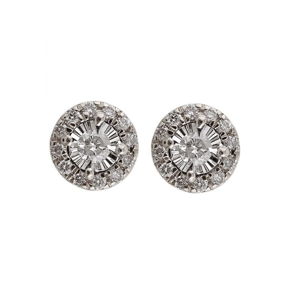 14KT White Gold & Diamond Classic Book Fashion Earrings  - 1/8 ctw Malak Jewelers Charlotte, NC