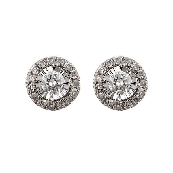 14KT White Gold & Diamond Classic Book Fashion Earrings  - 1/4 ctw Malak Jewelers Charlotte, NC
