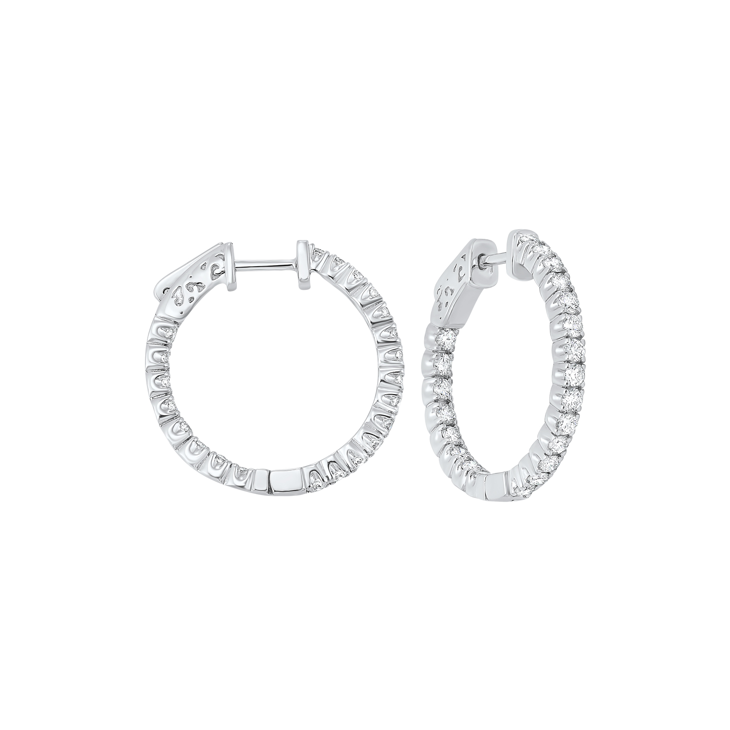 14KT White Gold & Diamond Classic Book Hoop Fashion Earrings  - 1-1/2 ctw Ross's Fine Jewelers Kilmarnock, VA