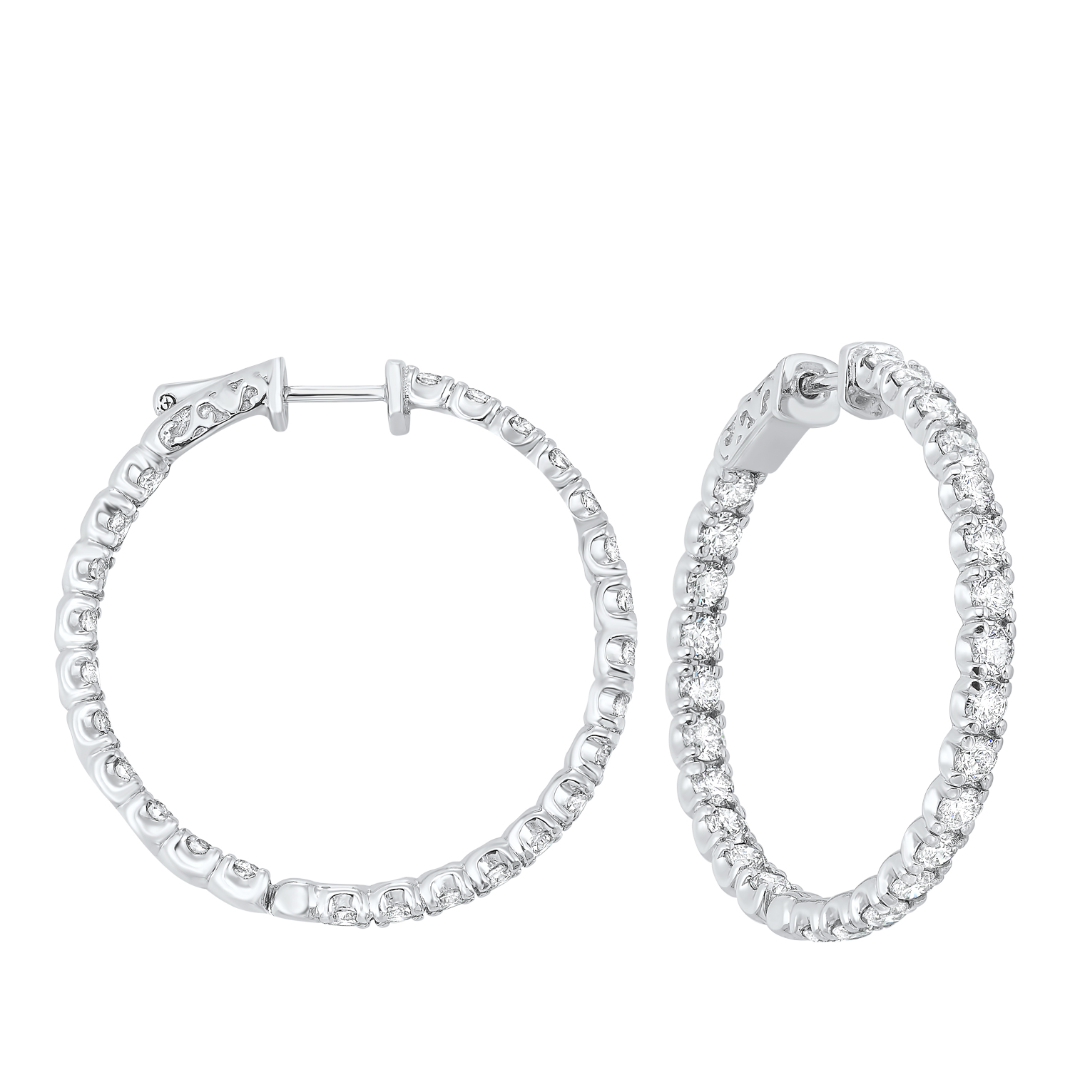 14KT White Gold & Diamond Classic Book Hoop Fashion Earrings  - 5 ctw Ross's Fine Jewelers Kilmarnock, VA