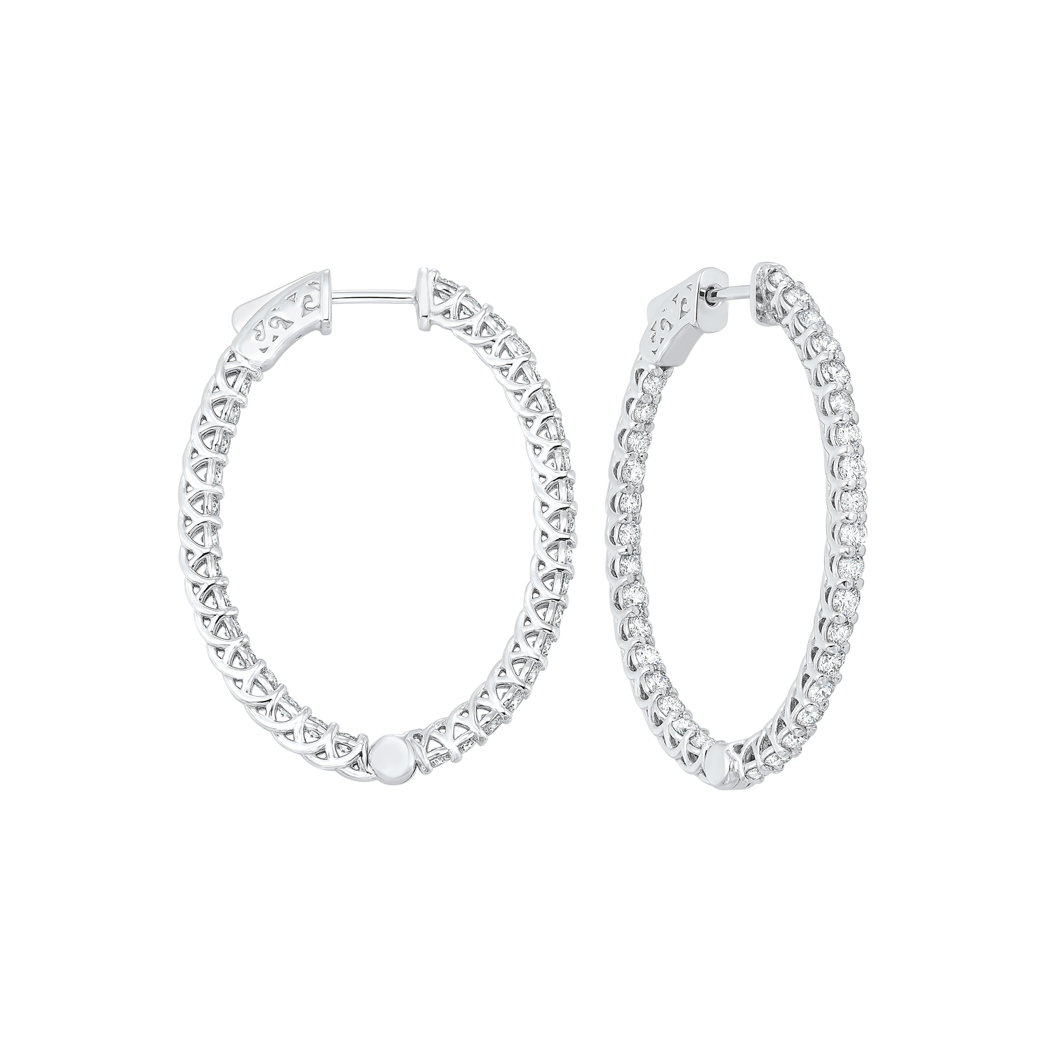 14KT White Gold & Diamond Classic Book Hoop Fashion Earrings  - 3-1/4 ctw Ross's Fine Jewelers Kilmarnock, VA