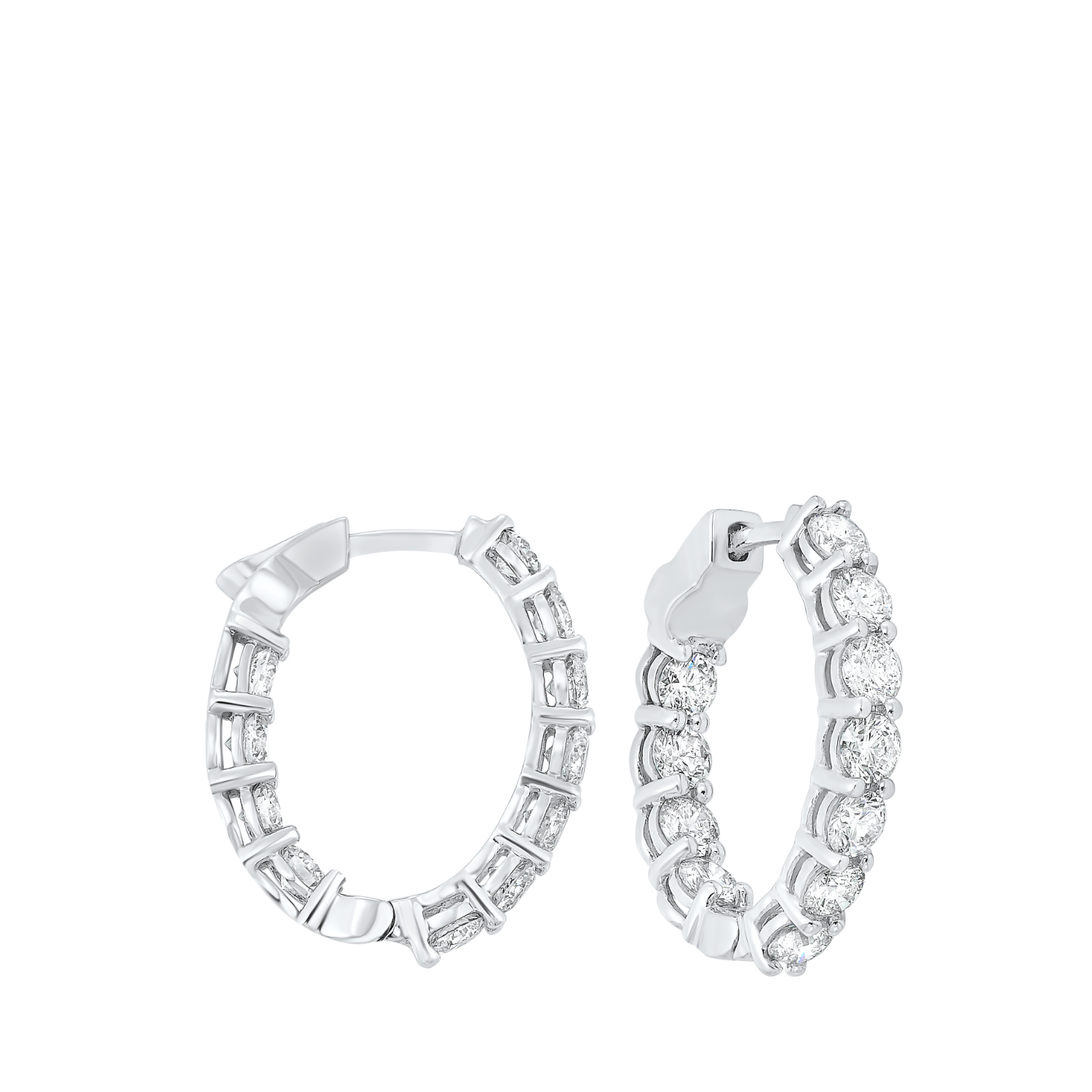 14KT White Gold & Diamond Classic Book Hoop Fashion Earrings   - 4 ctw Ross's Fine Jewelers Kilmarnock, VA