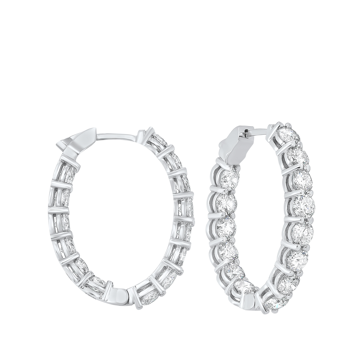Finejewelers 14k White Gold Hinged Hoop Earrings 