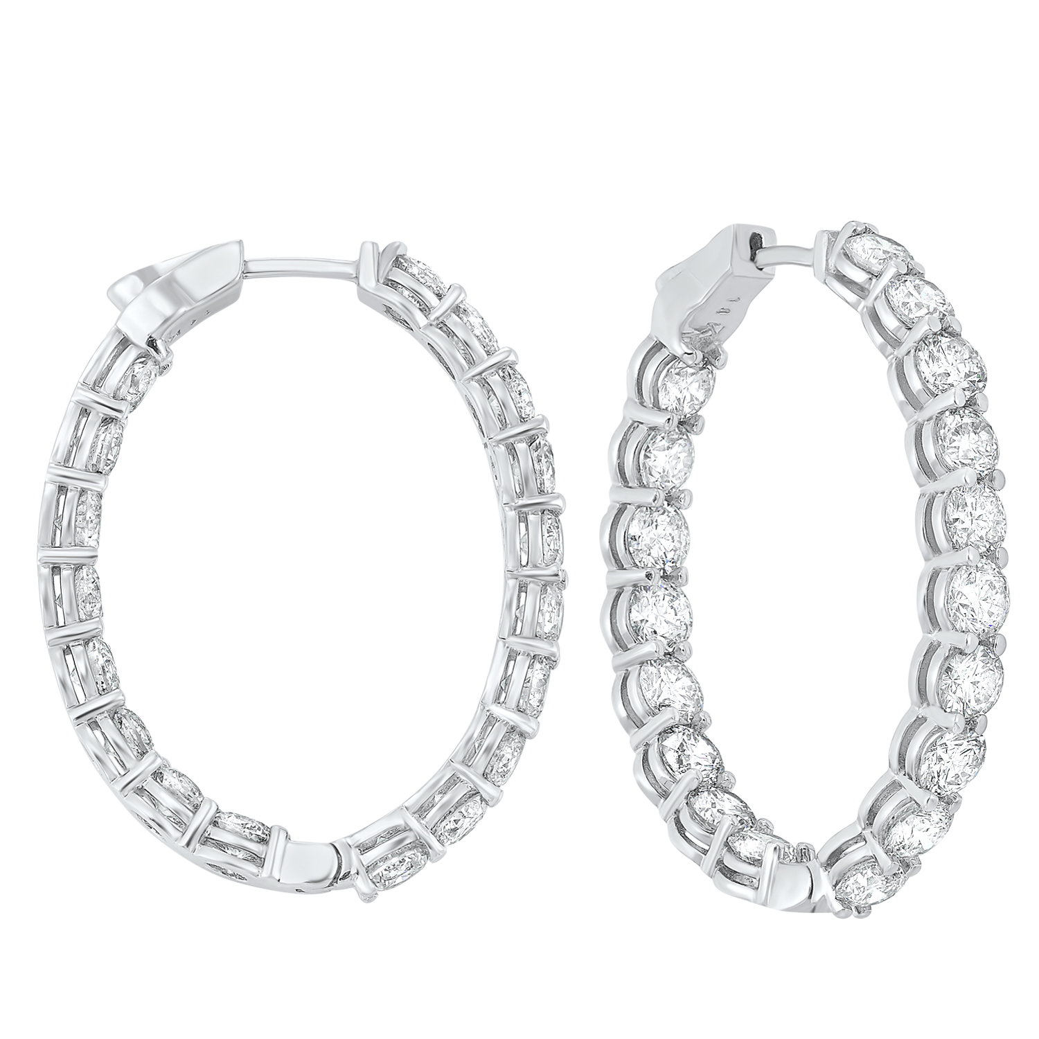 14KT White Gold & Diamond Classic Book Hoop Fashion Earrings  - 11 ctw Ross's Fine Jewelers Kilmarnock, VA