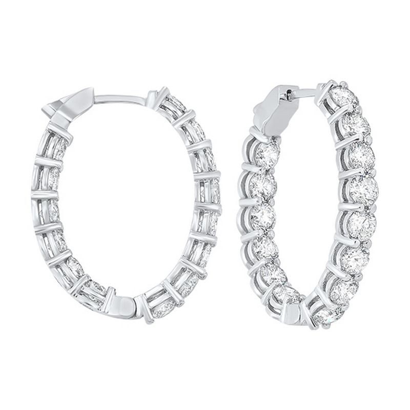 14KT White Gold & Diamond Classic Book Hoop Fashion Earrings   - 6 ctw Ross's Fine Jewelers Kilmarnock, VA