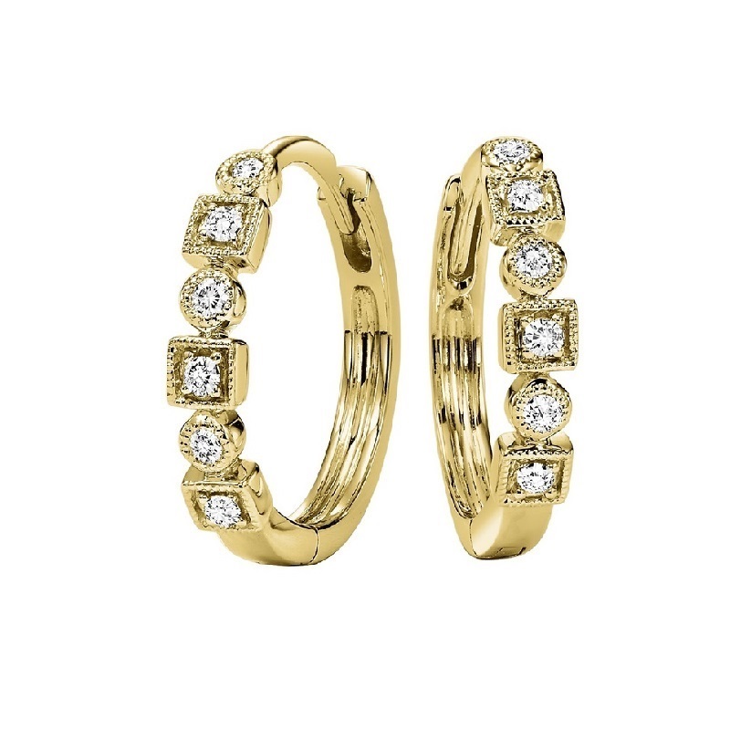 10KT Yellow Gold & Diamond Classic Book Mixable Fashion Earrings   - 1/8 ctw Ross's Fine Jewelers Kilmarnock, VA