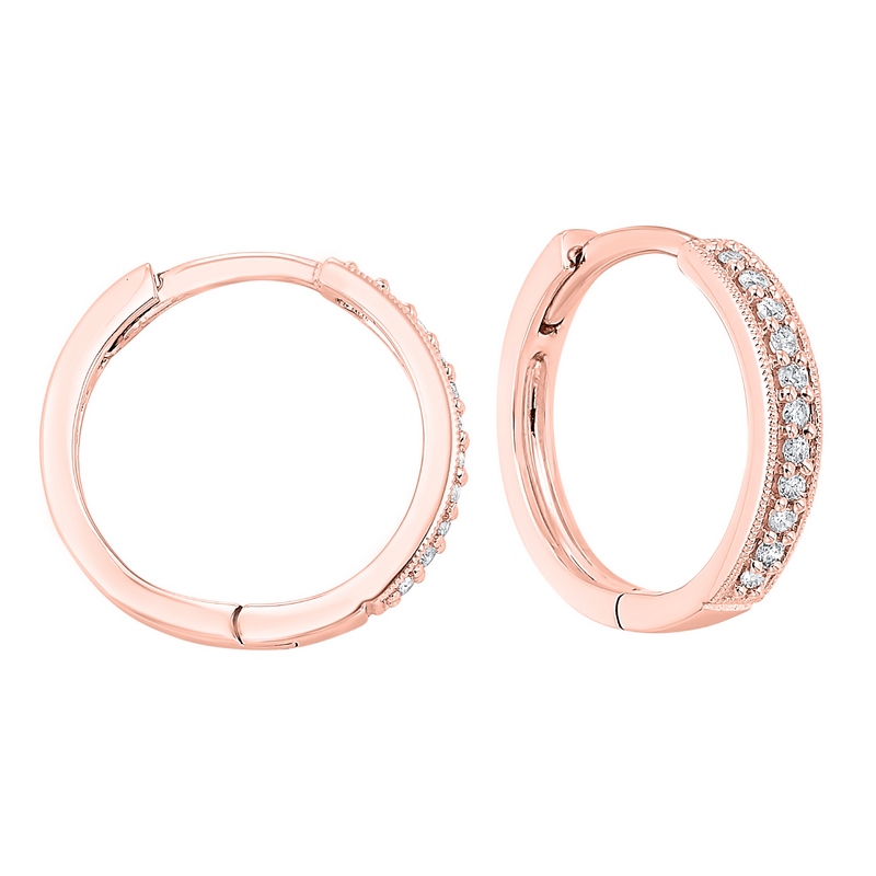 14KT Pink Gold & Diamond Classic Book Mixable Fashion Earrings  - 1/6 ctw Ross's Fine Jewelers Kilmarnock, VA