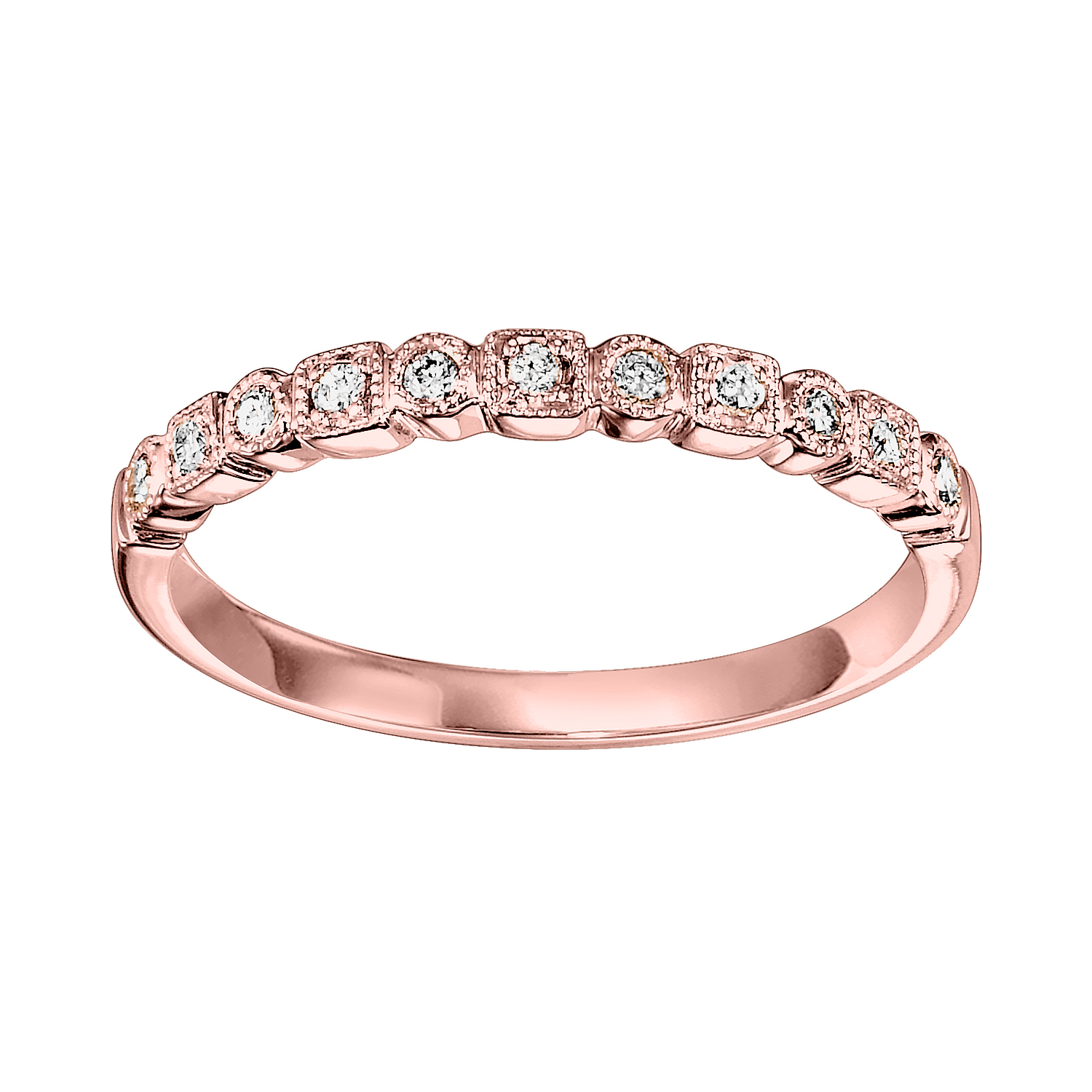 10KT Pink Gold & Diamond Classic Book Stackable Fashion Ring  - 1/8 ctw Ross's Fine Jewelers Kilmarnock, VA