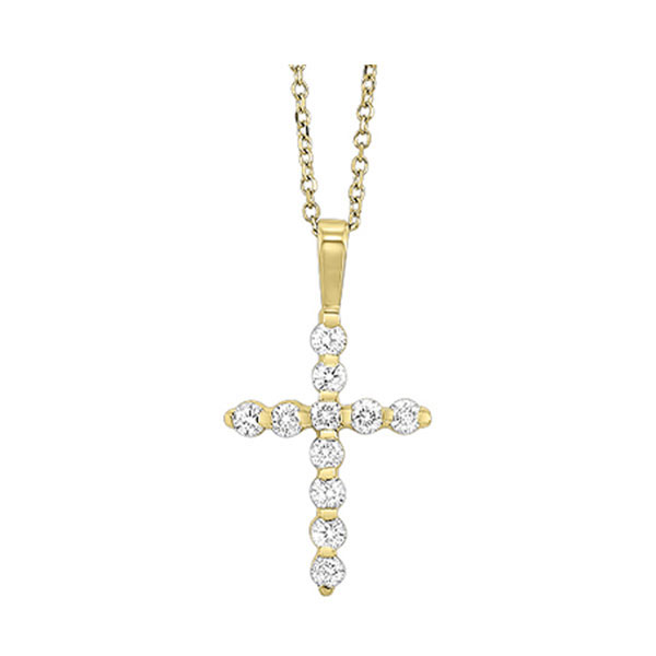 14KT Yellow Gold & Diamond Classic Book Cross Pendants Neckwear Pendant  - 1/10 ctw Malak Jewelers Charlotte, NC