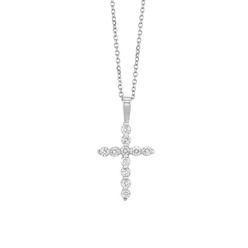 14KT White Gold & Diamond Classic Book Cross Pendants Neckwear Pendant  - 1/4 ctw Ross's Fine Jewelers Kilmarnock, VA