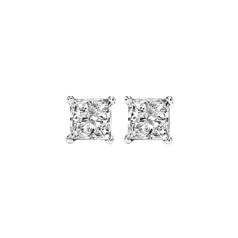 14KT White Gold & Diamond Classic Book Pricess Cut Stud Earrings  - 1/4 ctw Ross's Fine Jewelers Kilmarnock, VA