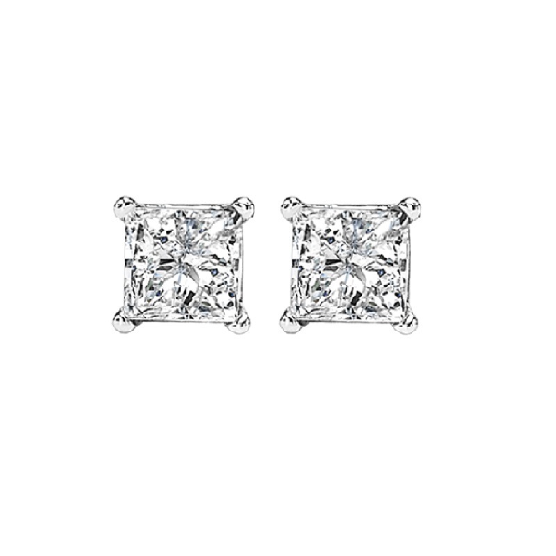 14KT White Gold & Diamond Classic Book Pricess Cut Stud Earrings  - 1/3 ctw Ross's Fine Jewelers Kilmarnock, VA