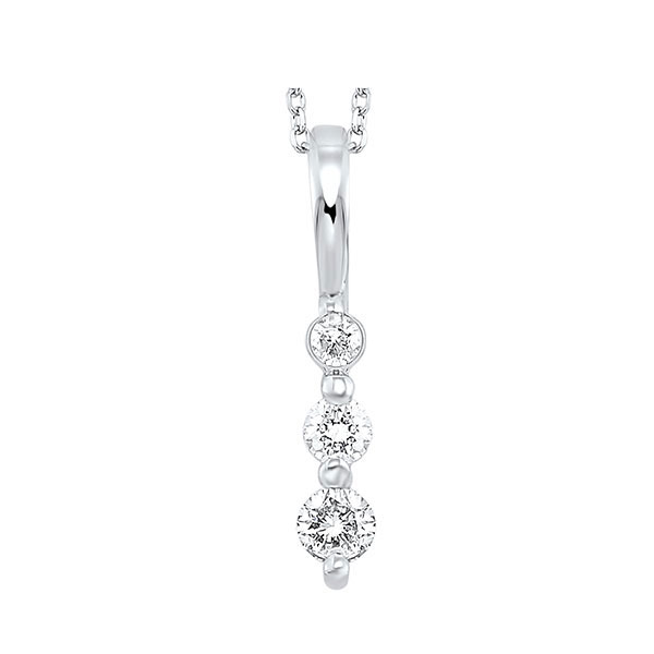 Silver (SLV 995) Diamond Classic Book 3 Stone Neckwear Pendant  - 1/4 ctw Biondi Diamond Jewelers Aurora, CO