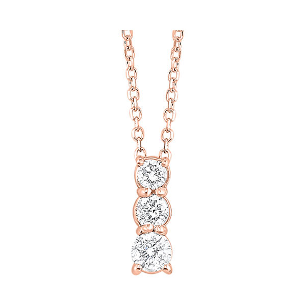 14KT Pink Gold & Diamond Classic Book 3 Stone Neckwear Pendant  - 1/4 ctw Maharaja's Fine Jewelry & Gift Panama City, FL