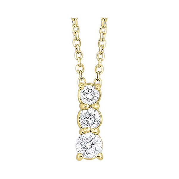 14KT Yellow Gold & Diamond Classic Book 3 Stone Neckwear Pendant  - 1/4 ctw Don's Jewelry & Design Washington, IA