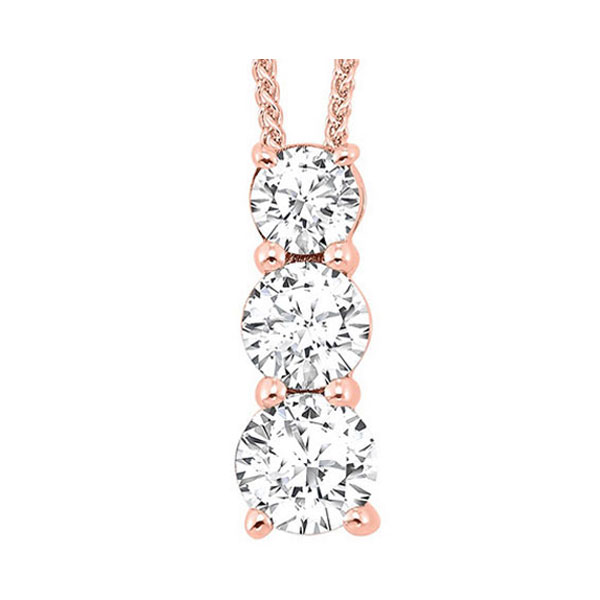 14KT Pink Gold & Diamond Classic Book 3 Stone Neckwear Pendant  - 1/2 ctw Malak Jewelers Charlotte, NC