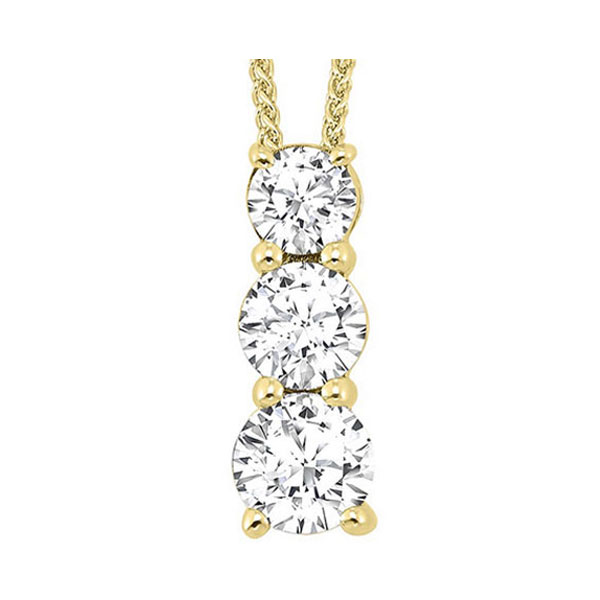 14KT Yellow Gold & Diamond Classic Book 3 Stone Neckwear Pendant  - 1/2 ctw Biondi Diamond Jewelers Aurora, CO