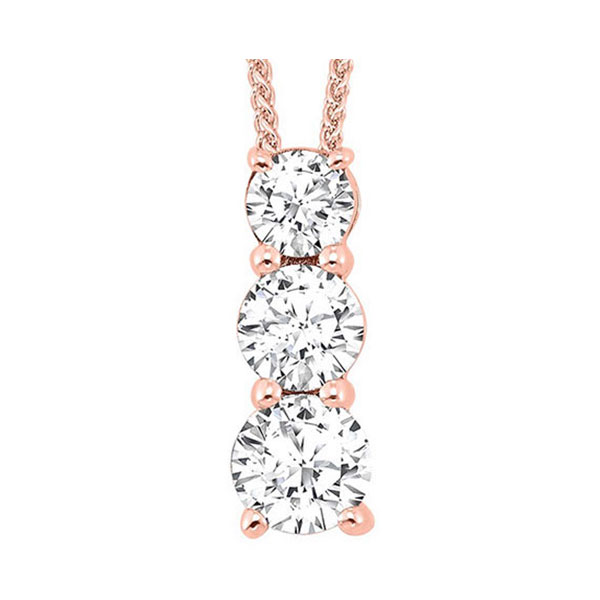 14KT Pink Gold & Diamond Classic Book 3 Stone Neckwear Pendant  - 3/4 ctw Biondi Diamond Jewelers Aurora, CO