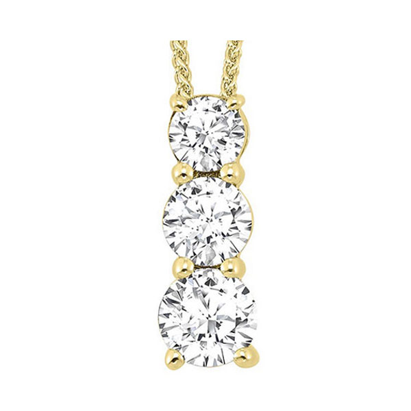 14KT Yellow Gold & Diamond Classic Book 3 Stone Neckwear Pendant  - 3/4 ctw Biondi Diamond Jewelers Aurora, CO