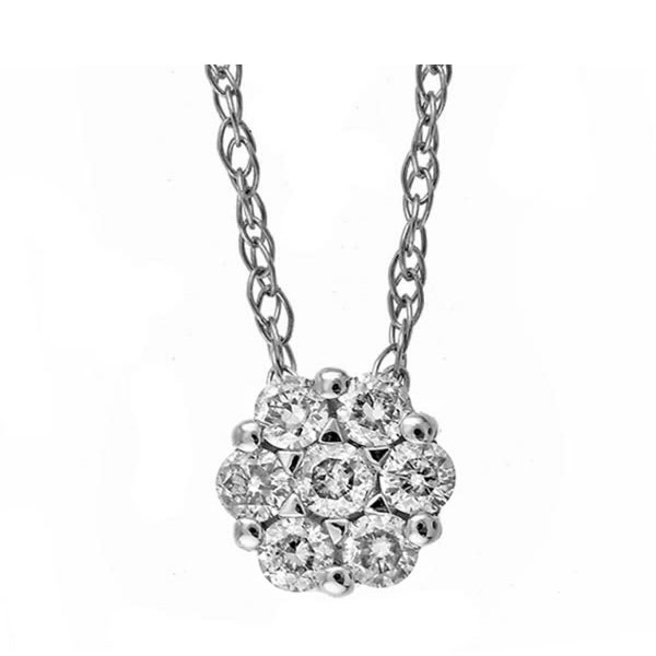 14KT White Gold & Diamond Classic Book Flower Collection Neckwear Pendant  - 1/10 ctw Malak Jewelers Charlotte, NC