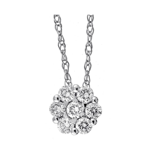14KT White Gold & Diamond Classic Book Flower Collection Neckwear Pendant  - 1/6 ctw Malak Jewelers Charlotte, NC