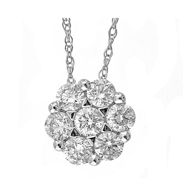 14KT White Gold & Diamond Classic Book Flower Collection Neckwear Pendant  - 1/2 ctw Malak Jewelers Charlotte, NC
