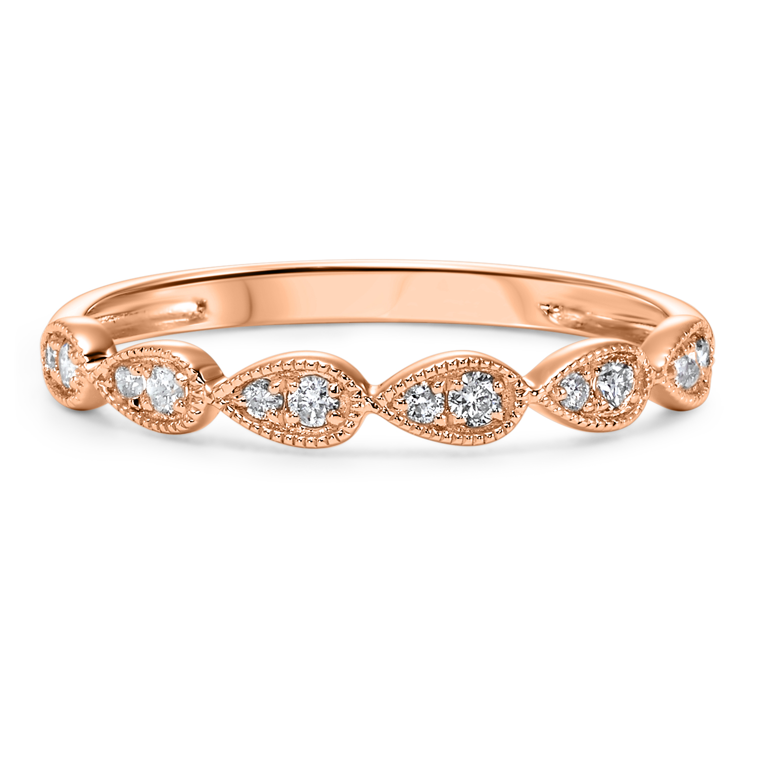 10KT Pink Gold & Diamond Classic Book Stackable Fashion Ring   - 1/8 ctw Ross's Fine Jewelers Kilmarnock, VA