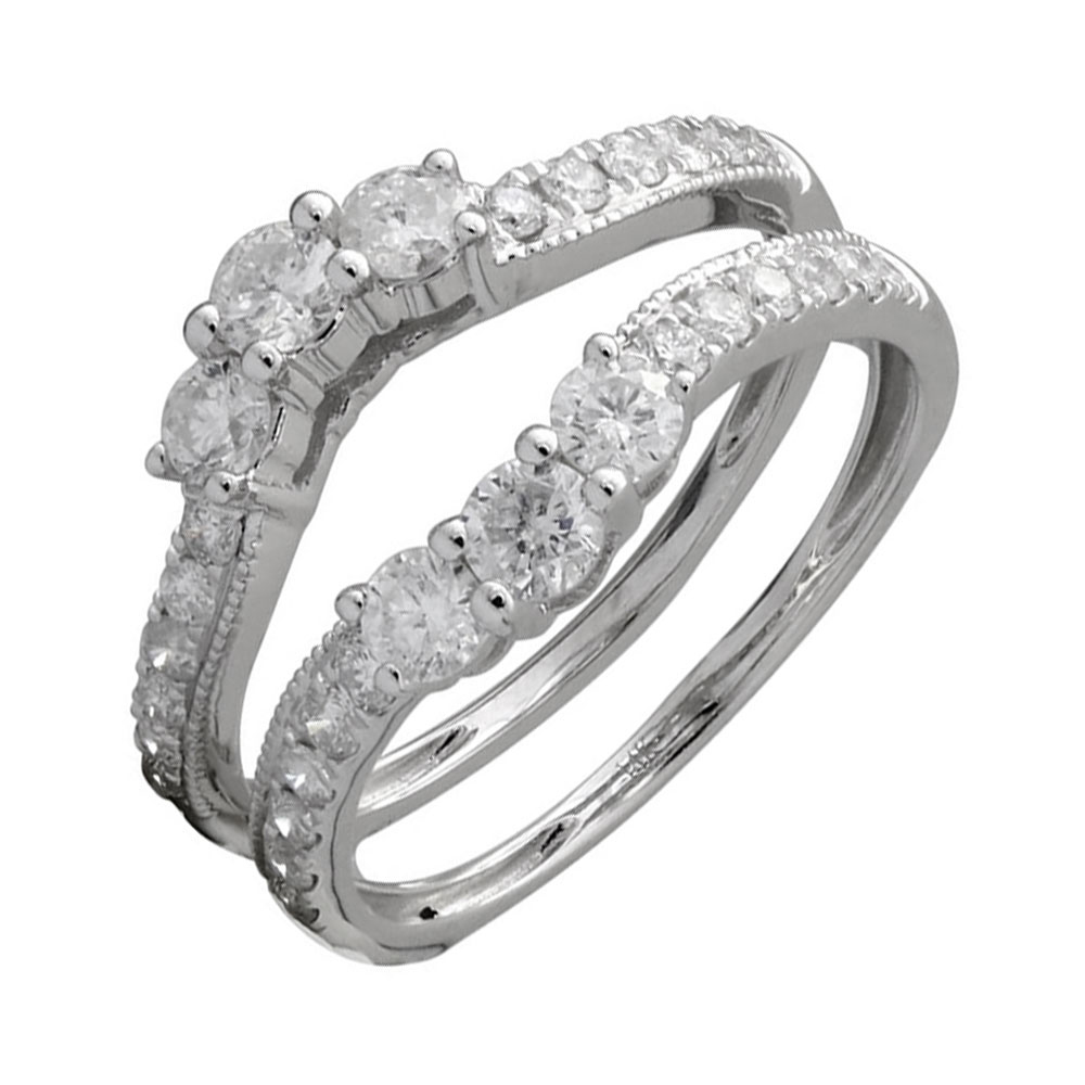 14KT White Gold & Diamond Classic Book Diamond Wraps Bridal Set Ring    - 1 ctw Ross's Fine Jewelers Kilmarnock, VA