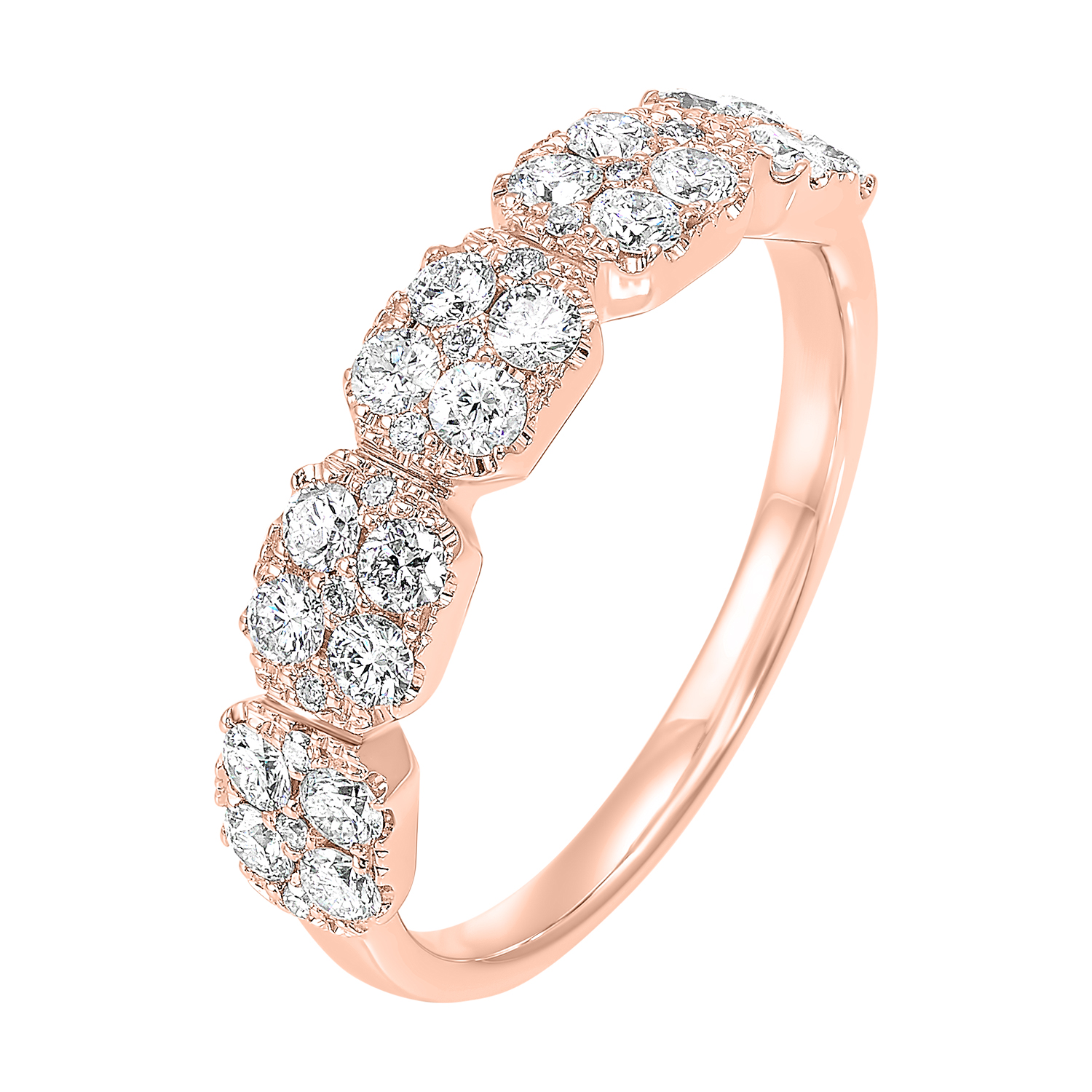 14KT Pink Gold & Diamond Classic Book 5 Station Fashion Ring  - 3/4 ctw Ross's Fine Jewelers Kilmarnock, VA