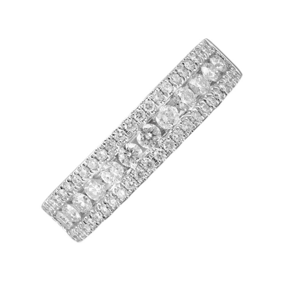 14KT White Gold & Diamond Classic Book 3 Row Fashion Ring  - 3/4 ctw Ross's Fine Jewelers Kilmarnock, VA