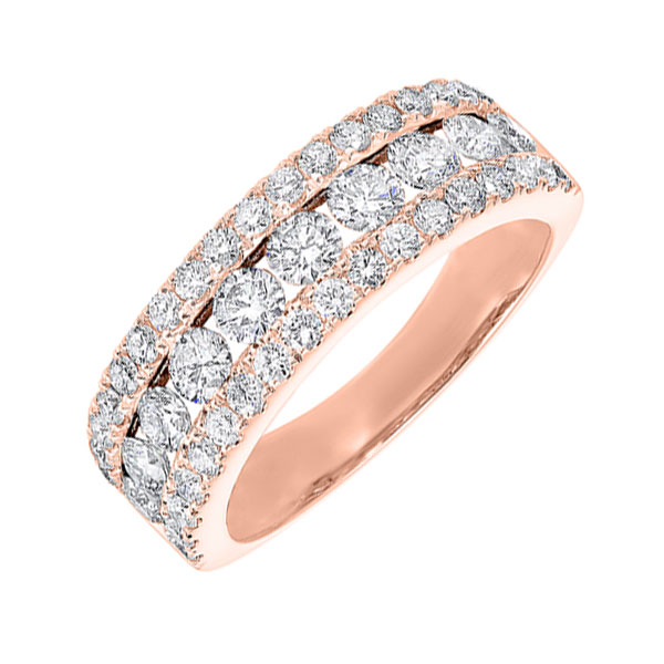 14KT Pink Gold & Diamond Classic Book 3 Row Fashion Ring  - 1-1/2 ctw Ross's Fine Jewelers Kilmarnock, VA